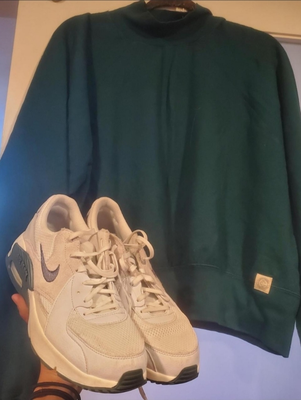 Champion White Size XL Tag on Green Fabric